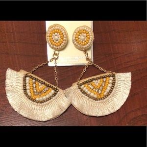 Dangle white and orange earrings